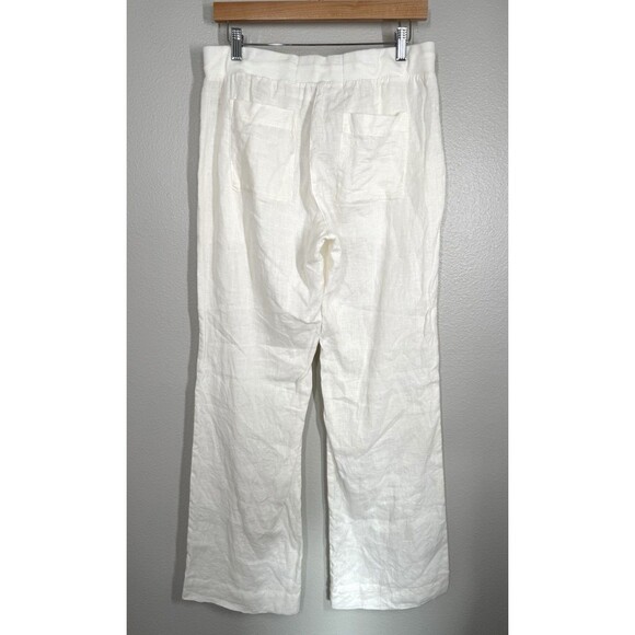 Bella Dahl Cream Lightweight Linen Relaxed Drawstring Pants Size M Comfort Waist - Picture 5 of 10